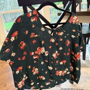 Madewell Dark Green Floral Blouse